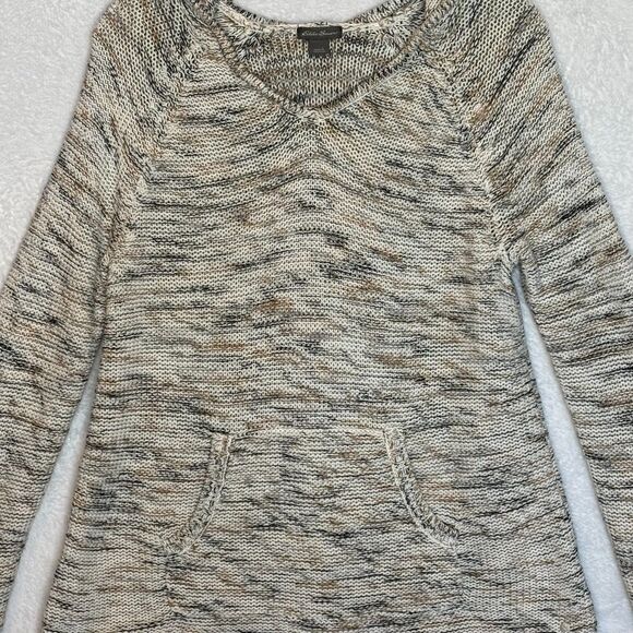 EDDIE BAUER Women's L Long Sleeve Hooded Pullover Sweater BOHO Kangaroo Pocket - Picture 8 of 16